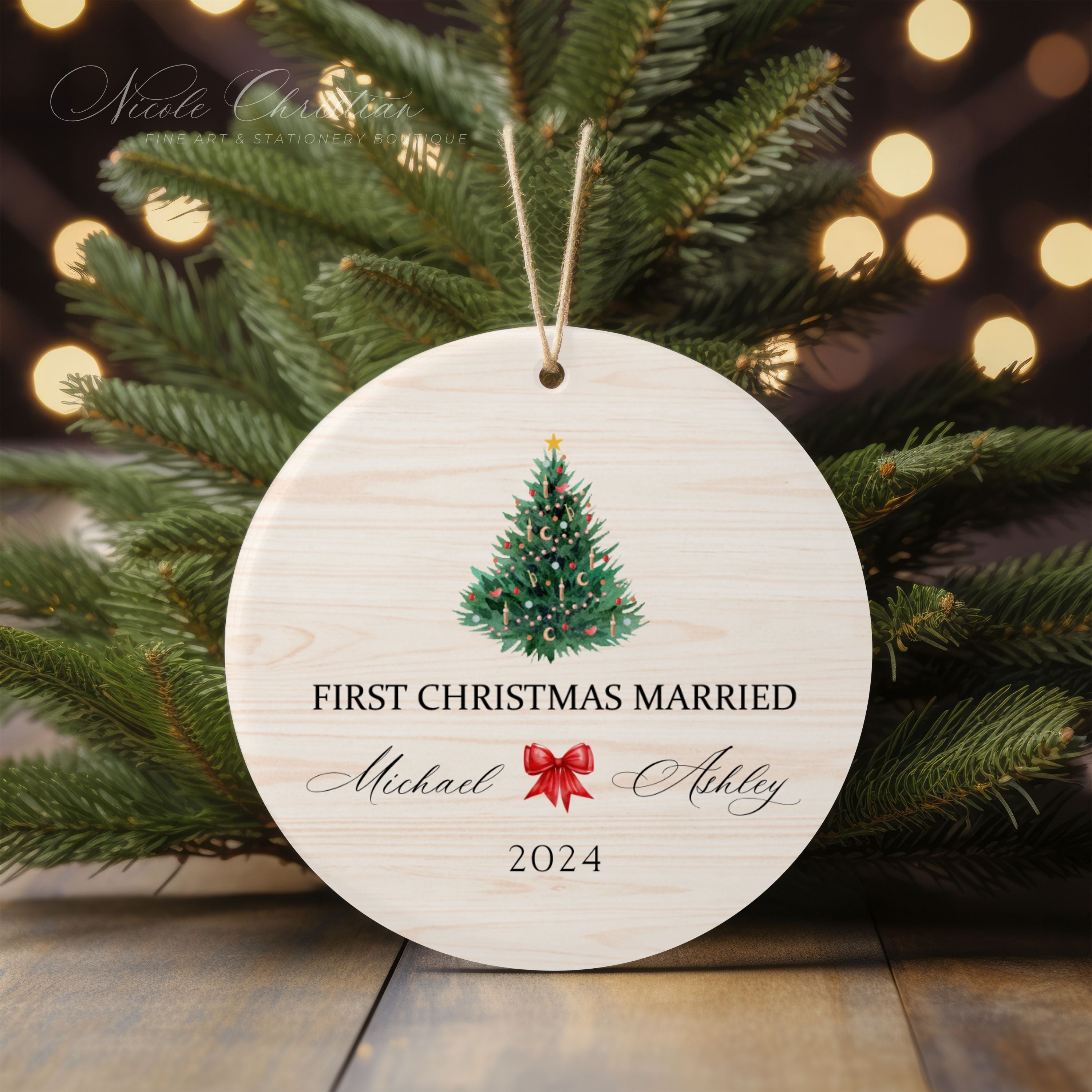 Personalized - 1st Christmas Married Tree Ornament image 0