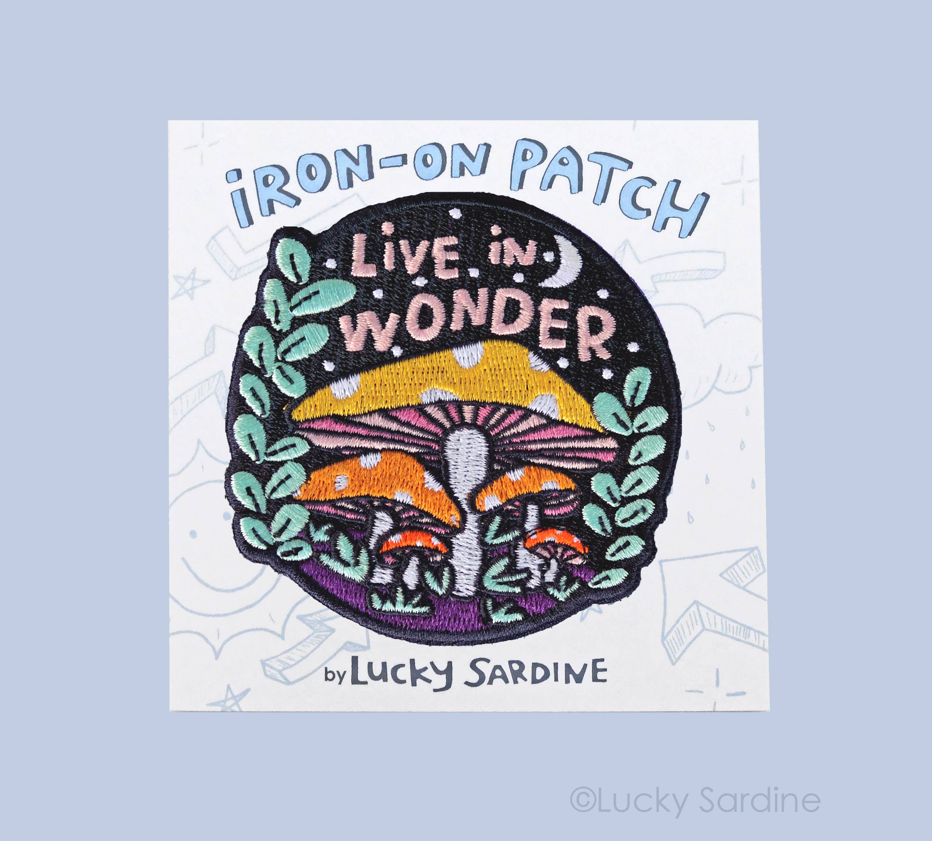 Live In Wonder, Magic Mushroom Embroidered Iron-On Patch