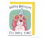 Dog Happy Birthday, It's Party Time, Cute Pet Beagle Card