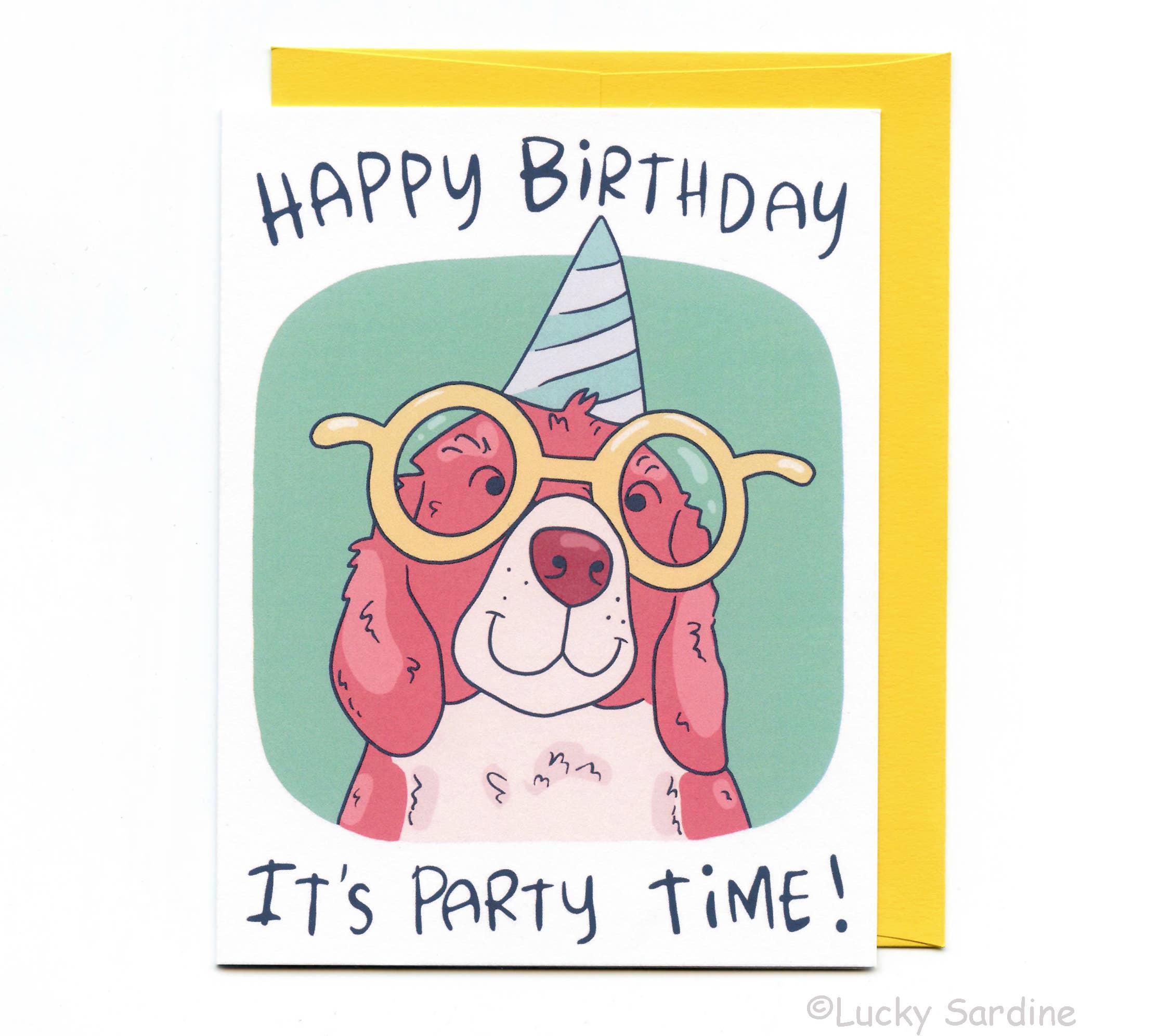 Dog Happy Birthday, It's Party Time, Cute Pet Beagle Card