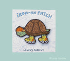 Tortoise Skate, Slow Roll Turtle, Embroidered Iron-On Patch