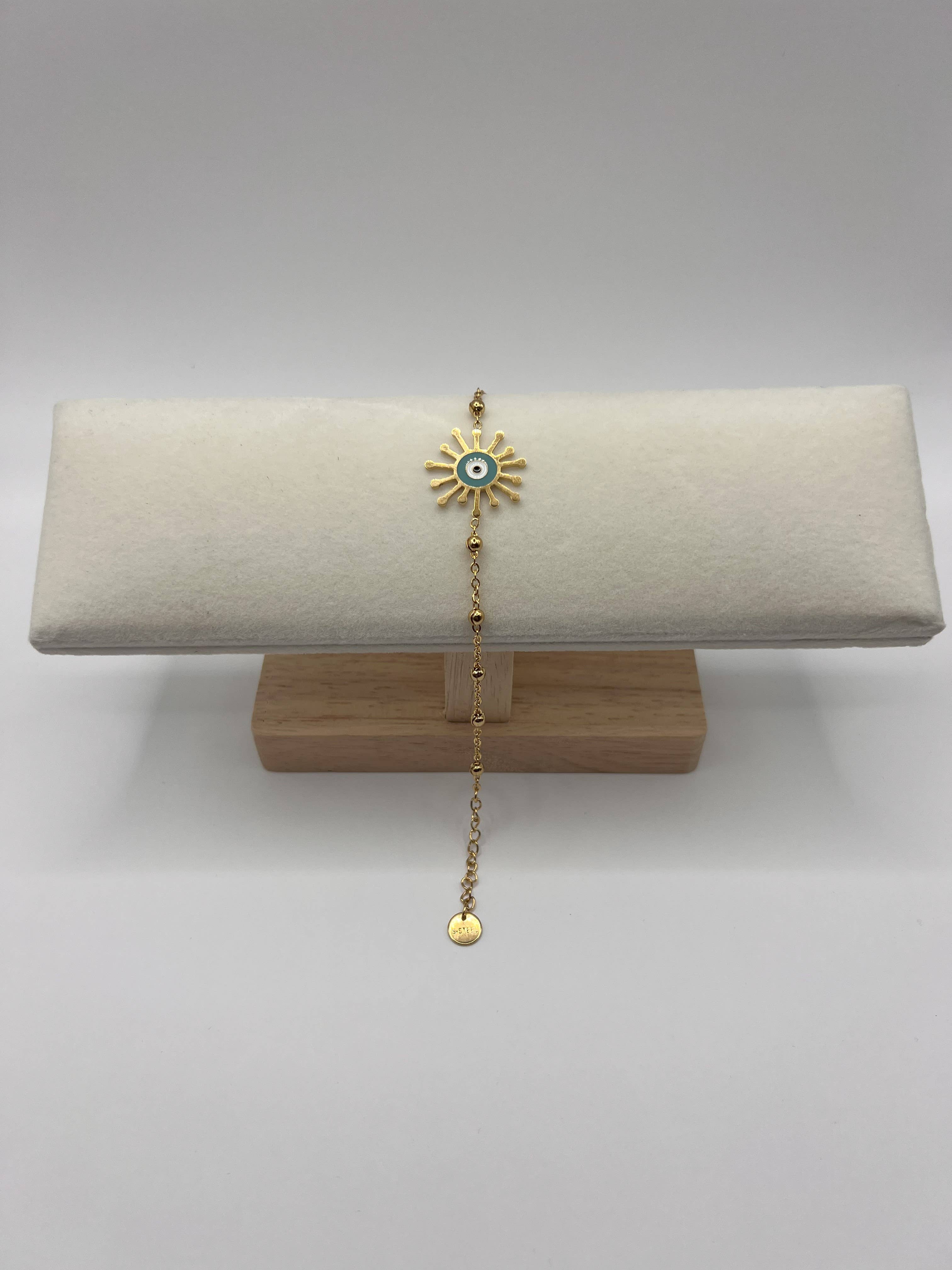 Stainless Steel Evil Eye Bracelet | Charm | Gold