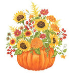 Single Flour Sack Towels U34-452 Pumpkin Bouquet