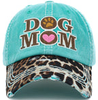 Dog Mom Leopard Washed Vintage Ballcap