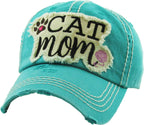 CAT MOM Washed Vintage Ball Cap