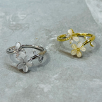 Flower and Butterfly Sparkling Gemstone Adjustable Ring Gift