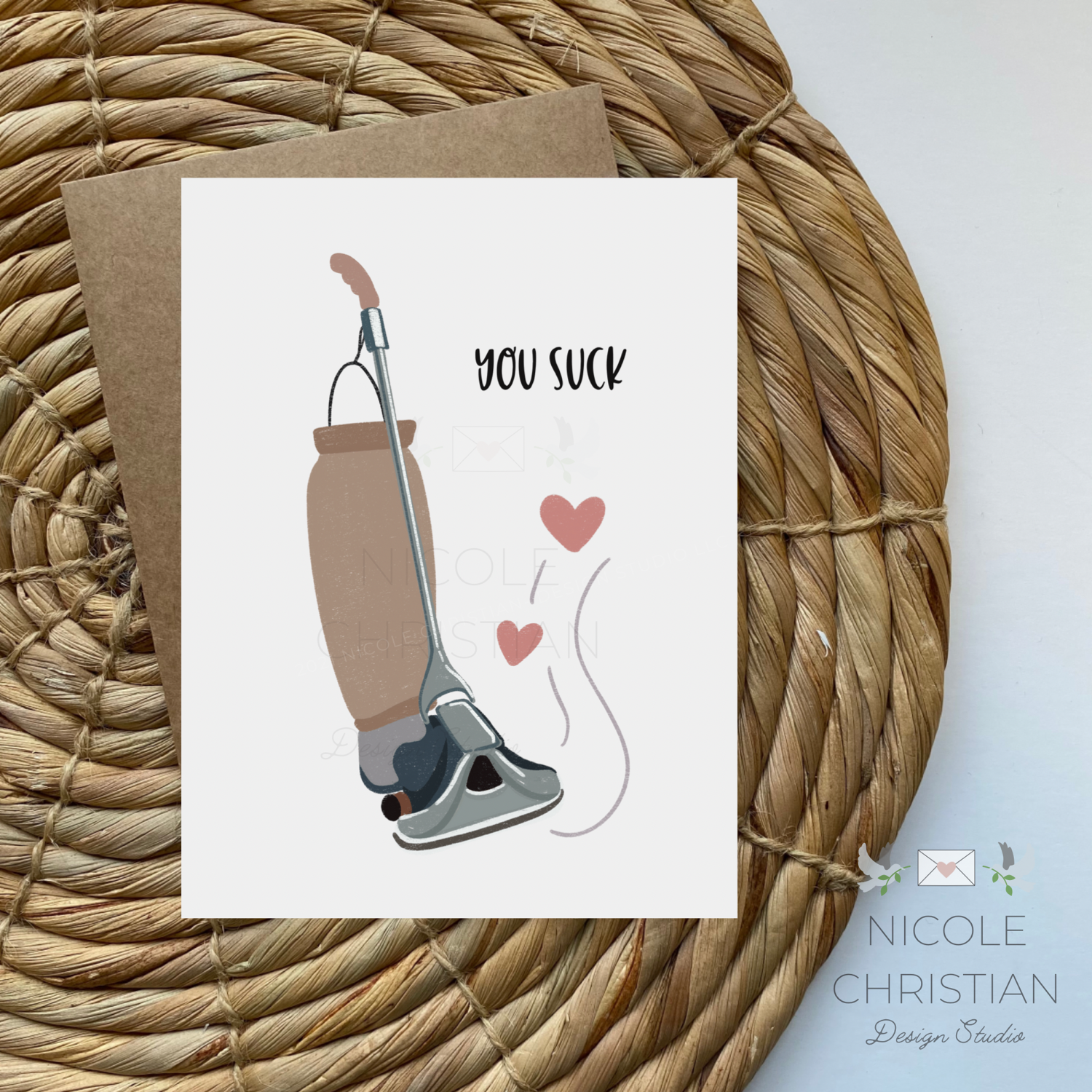 You suck - vacuum greeting card image 0