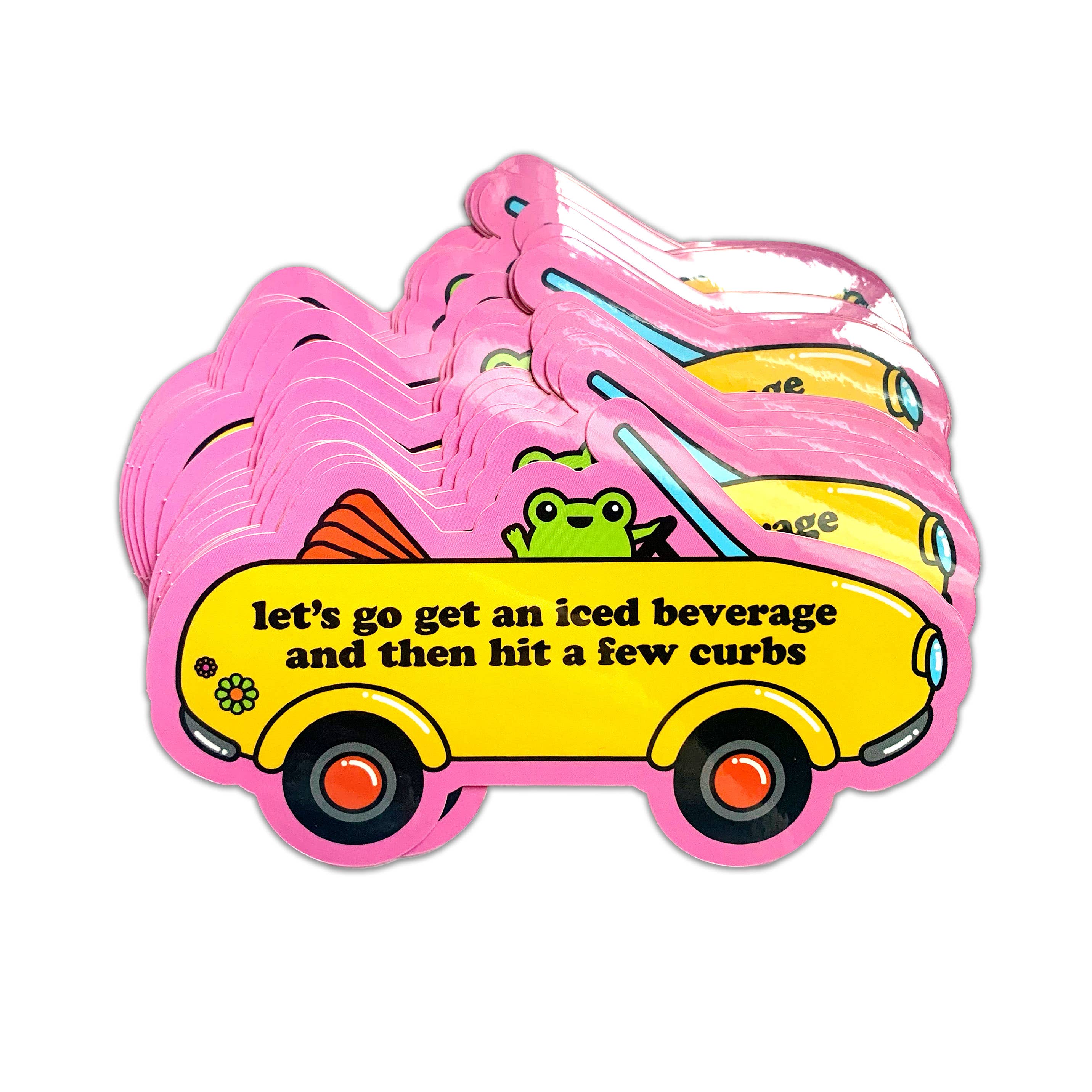 Bad Driver Frog Iced Beverage Hit The Curb Vinyl Sticker