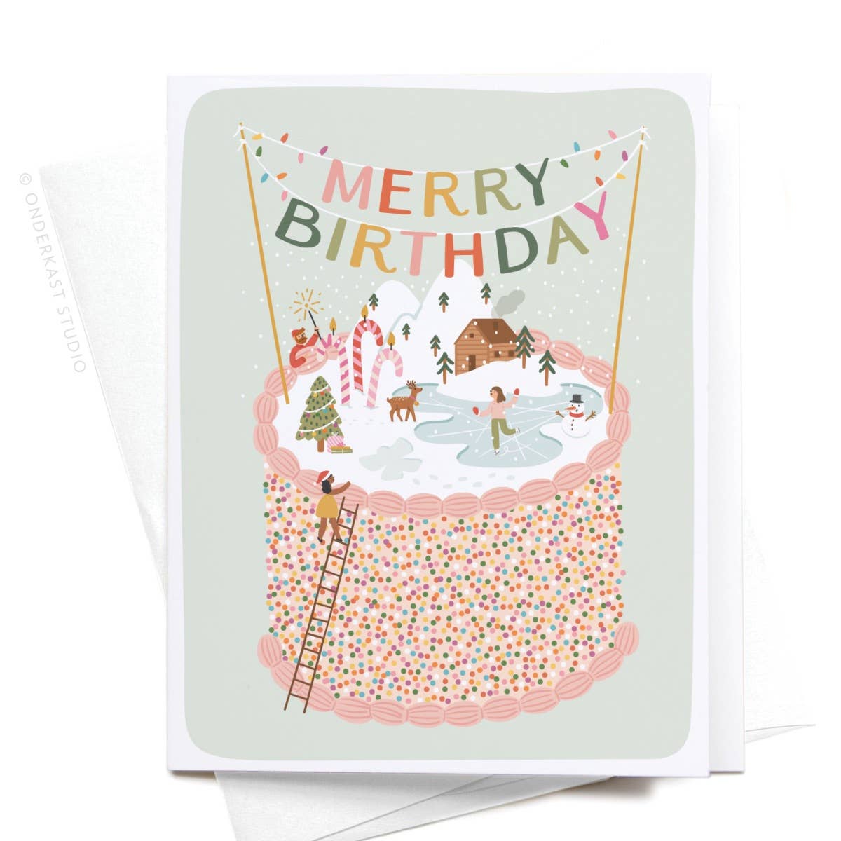 Merry Birthday Cake Greeting Card