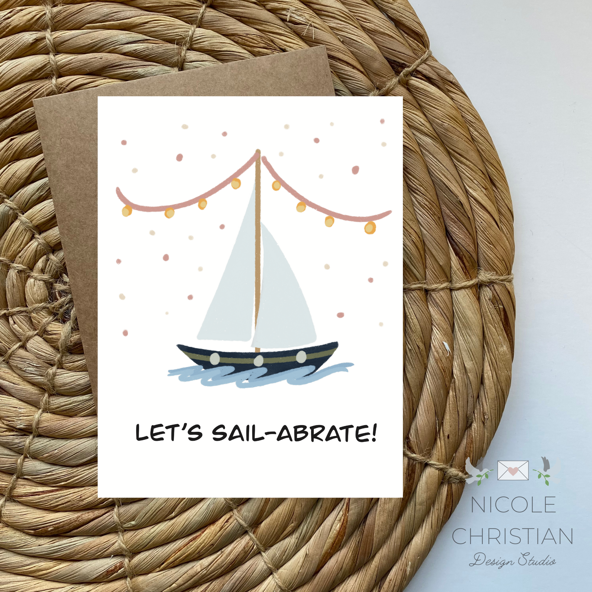 "Sail-a-brate" Sailboat Greeting Card image 0