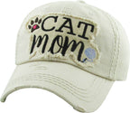 CAT MOM Washed Vintage Ball Cap