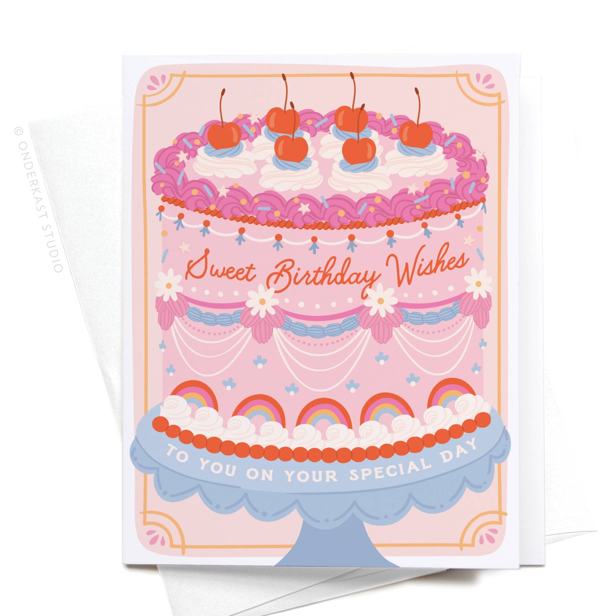 Sweet Birthday Wishes Retro Cake Greeting Card