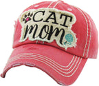 CAT MOM Washed Vintage Ball Cap