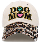 Dog Mom Leopard Washed Vintage Ballcap