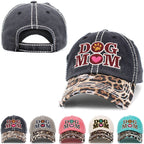 Dog Mom Leopard Washed Vintage Ballcap