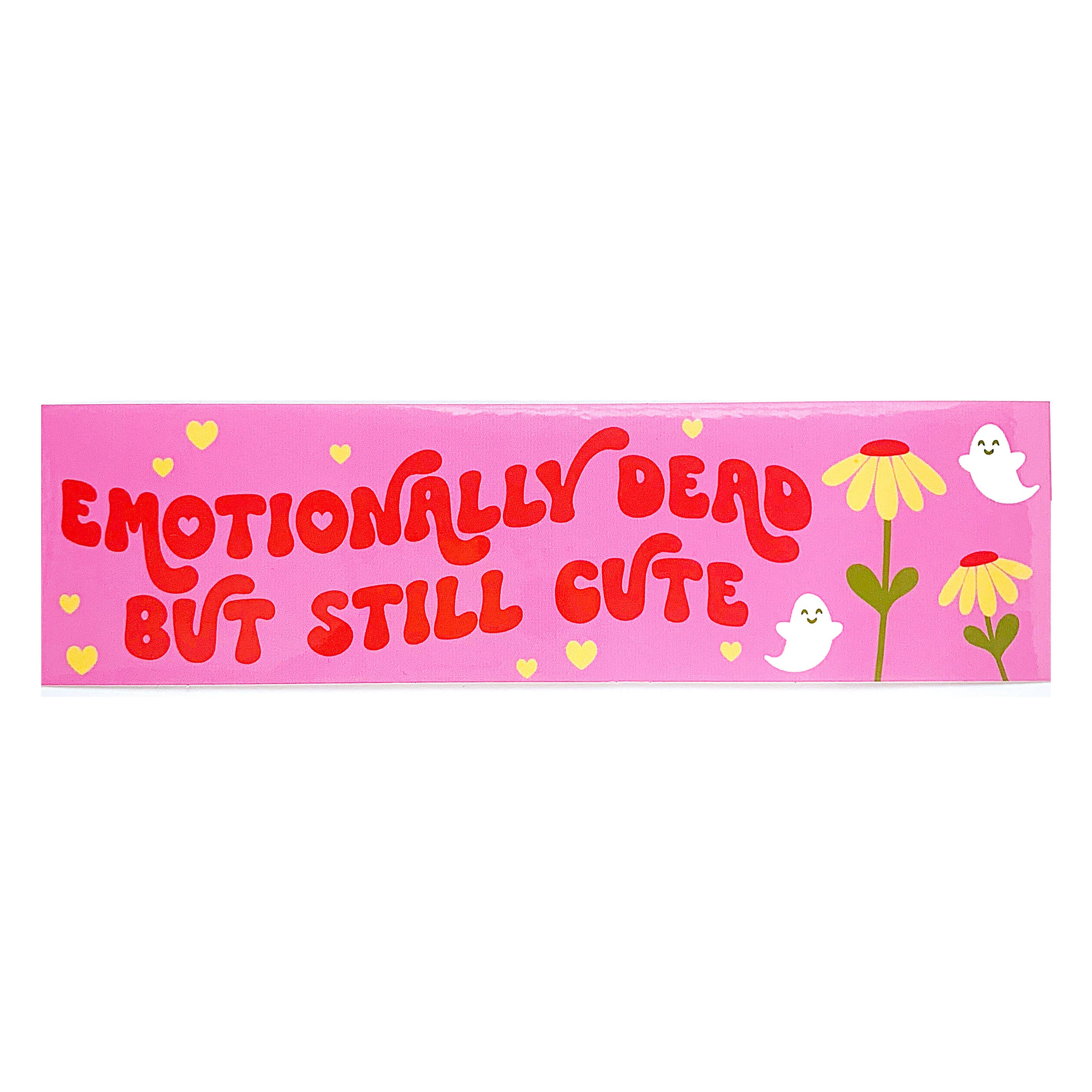 Emotionally Dead But Still Cute Ghost Floral Vinyl Sticker