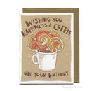 Coffee & Happiness, Retro Rainbow 70s & 80s Birthday Card