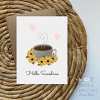 "Hello Sunshine" Coffee and Sunflowers Greeting Card image 0