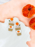 Pumpkin Spice Glitter Dangle Earrings
