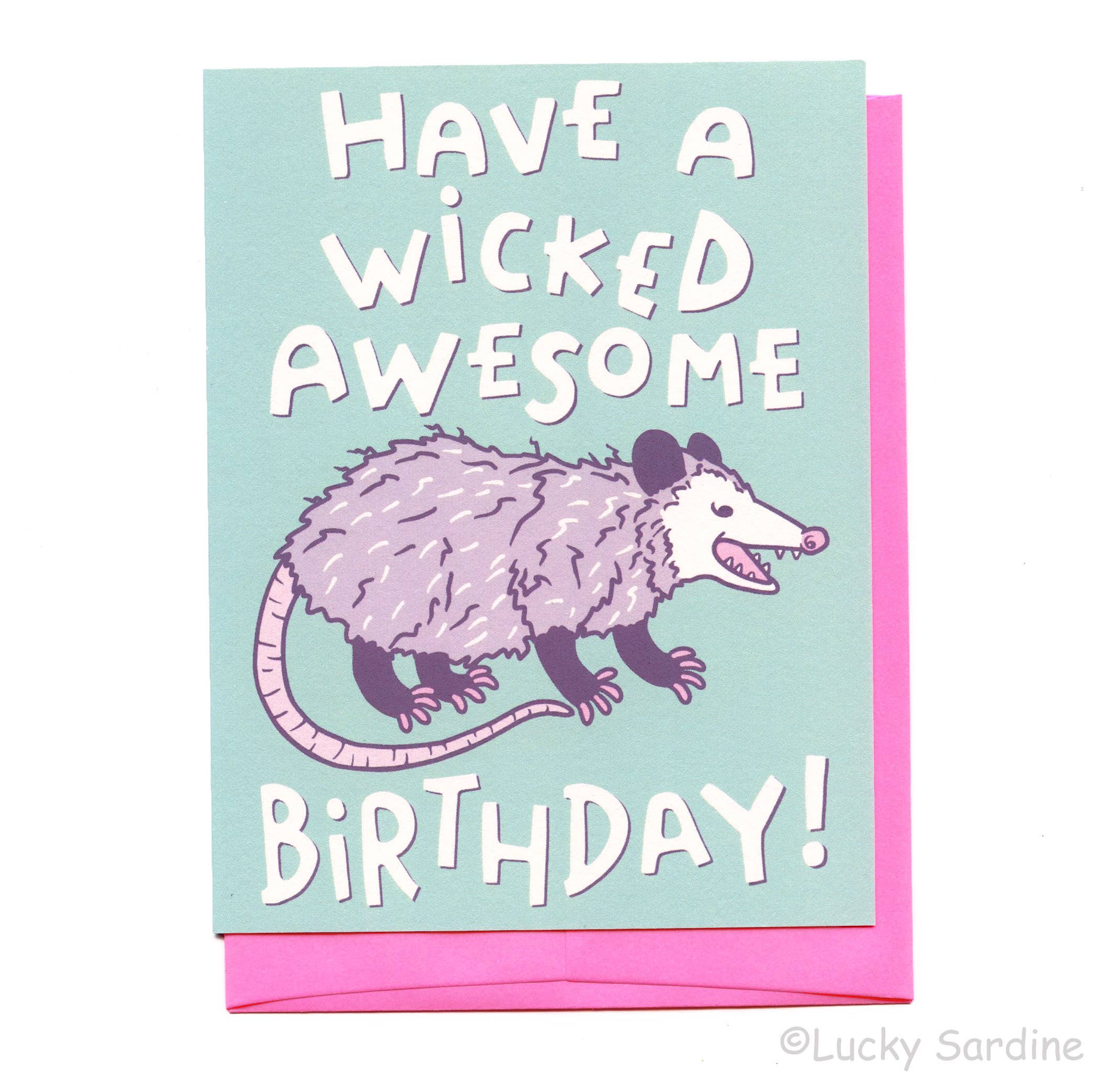 Possum Birthday, Wicked Awesome Opossum, Funny Card