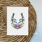 Horseshoe and Flowers Greeting Card image 0