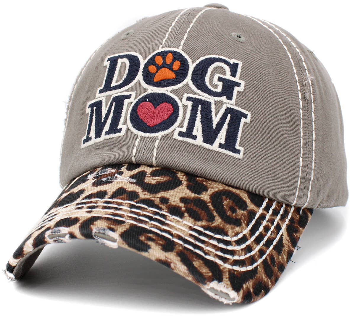Dog Mom Leopard Washed Vintage Ballcap