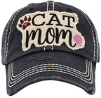 CAT MOM Washed Vintage Ball Cap