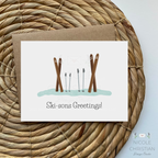 Ski-sons greetings card image 0