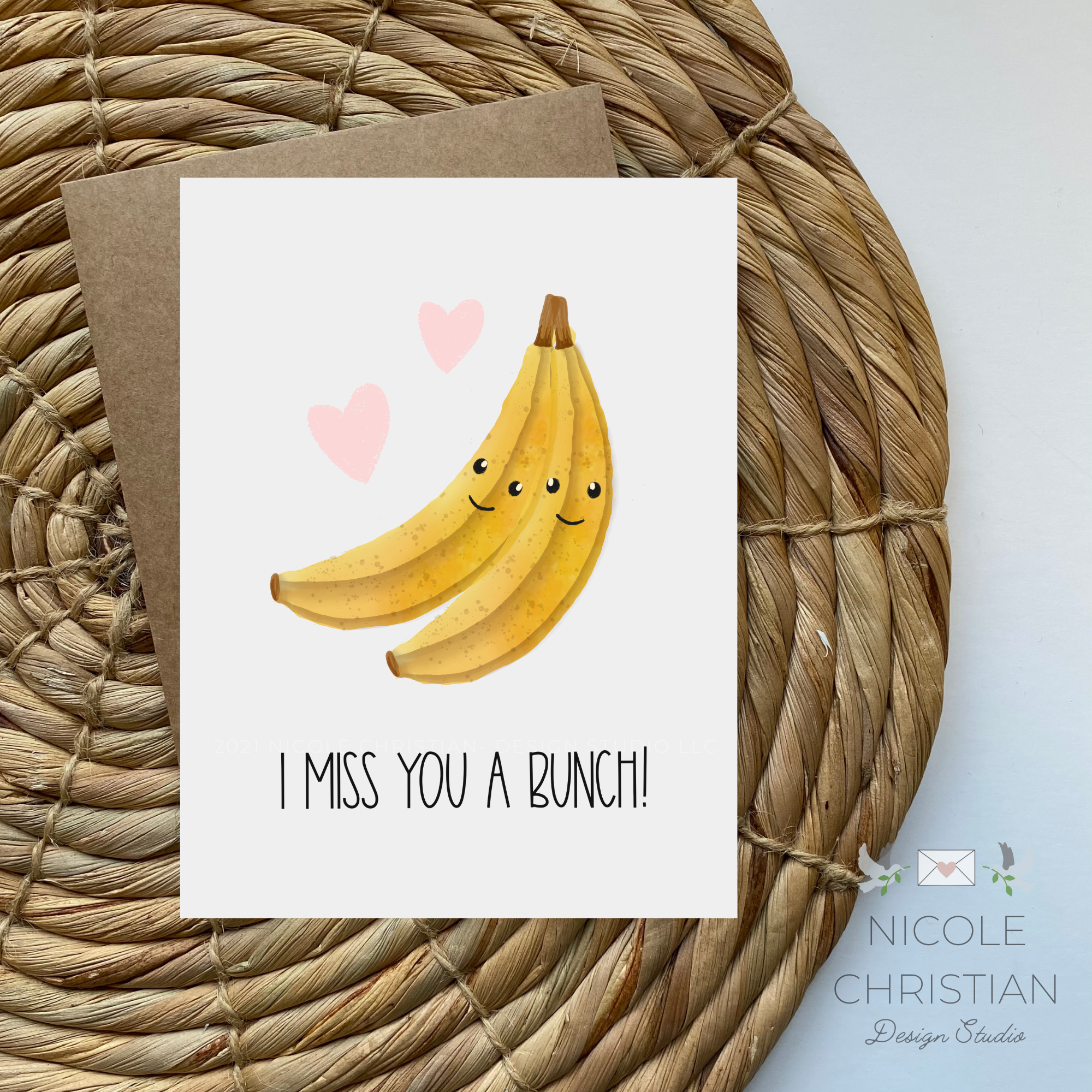 "I miss you a bunch" - bananas greeting card image 0