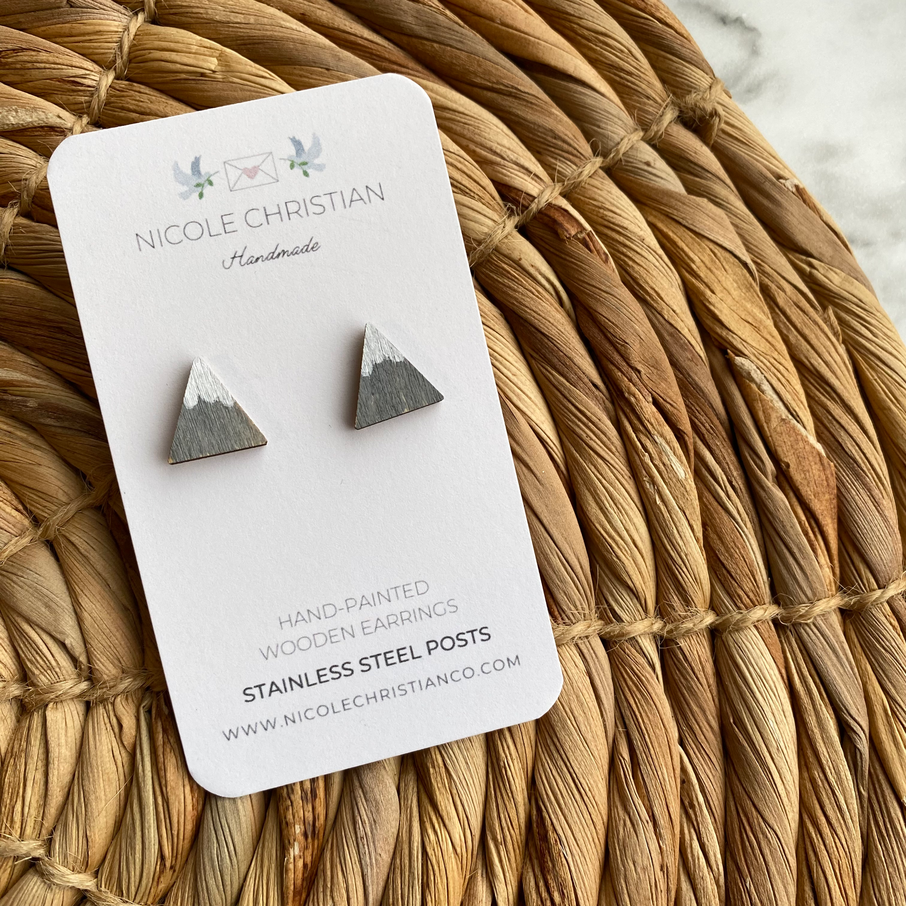 Handpainted wooden mountain earrings  image 0