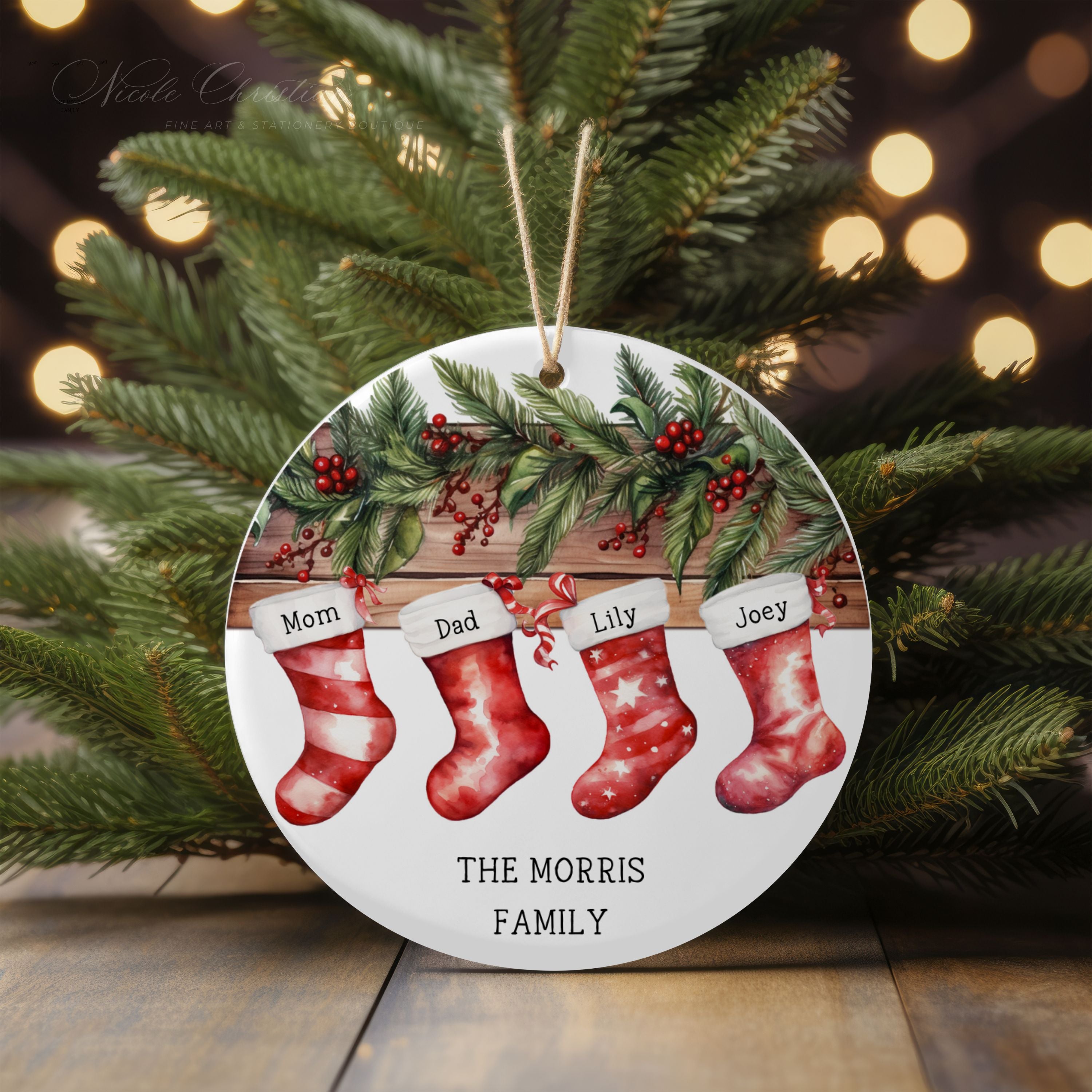 Personalized - Family Christmas Stocking Ornament image 0