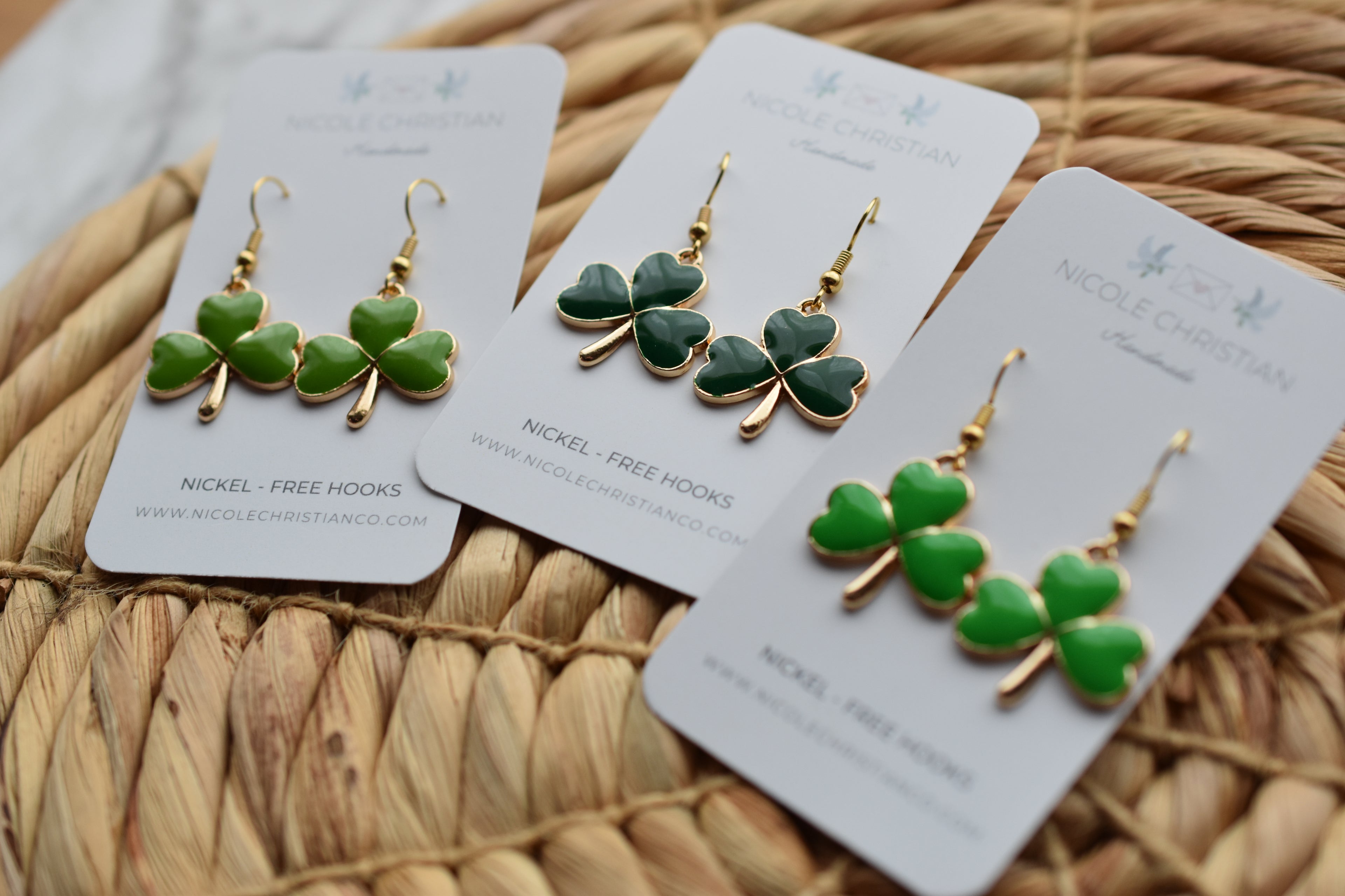 Shamrock Enamel Earrings image 0