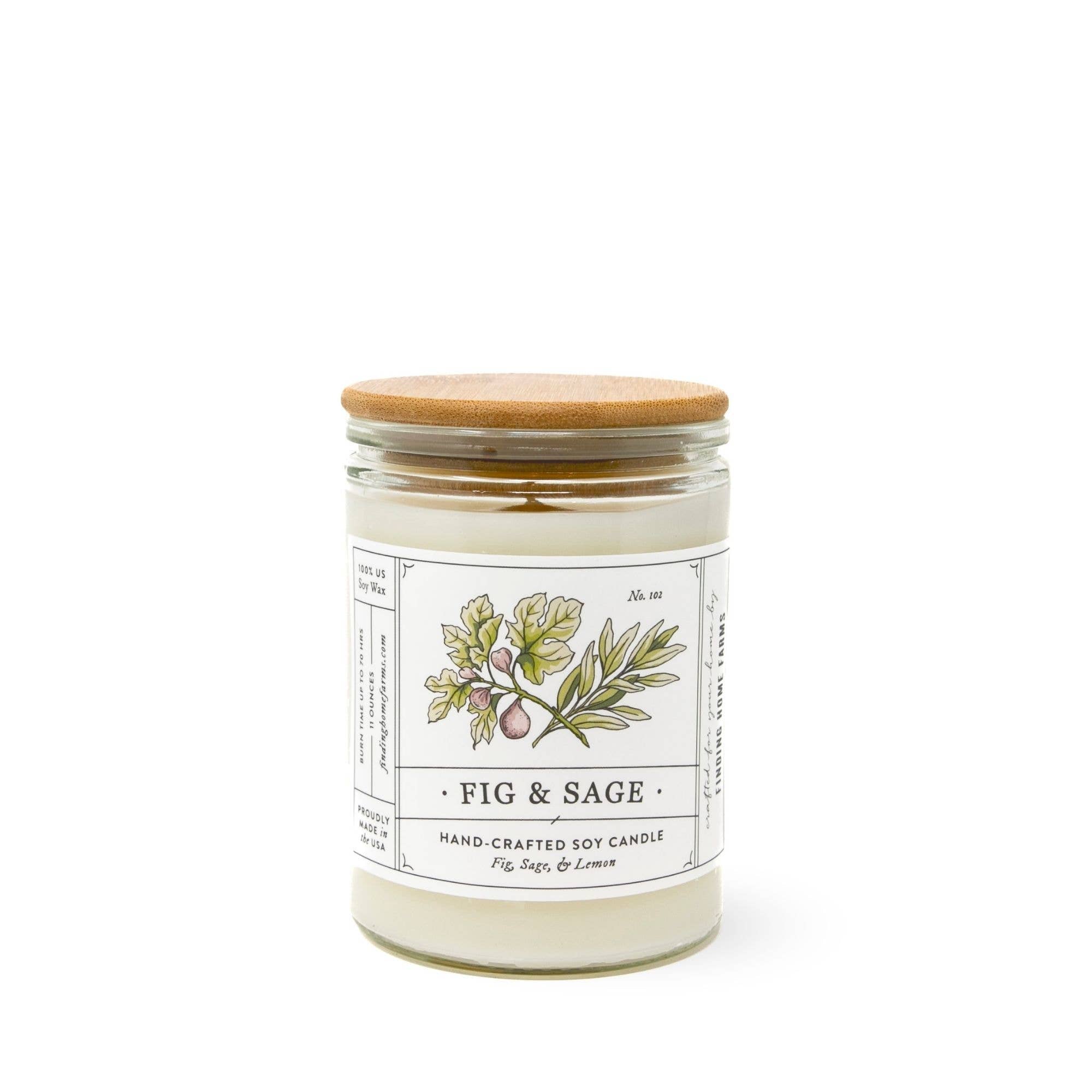 Soy Candle, Fig & Sage, Herbal Scent, Year Round Scent