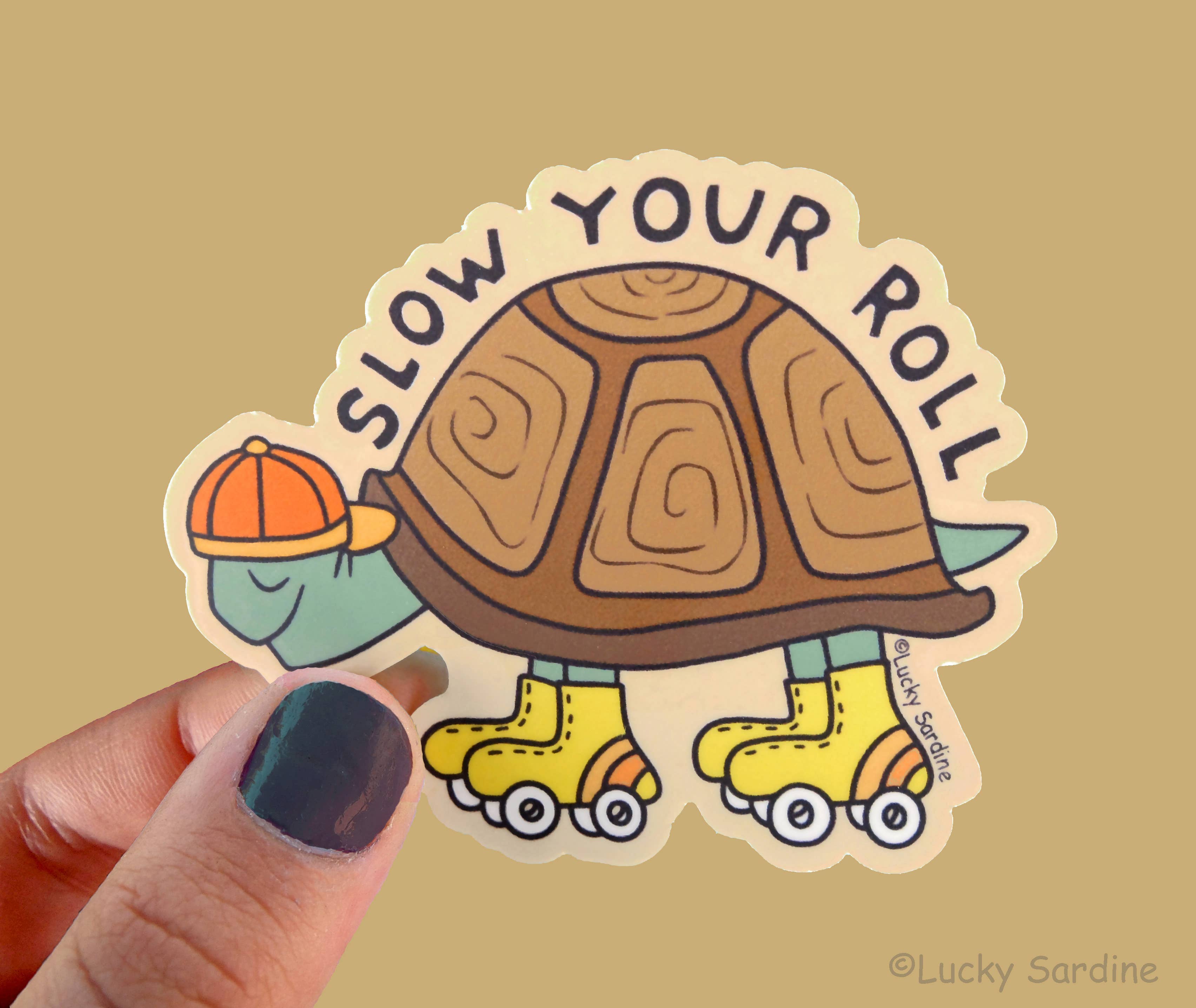 Slow Your Roll Retro Turtle  - Vinyl Sticker