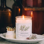 Soy Candle, Fig & Sage, Herbal Scent, Year Round Scent