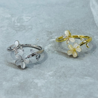 Flower and Butterfly Sparkling Gemstone Adjustable Ring Gift