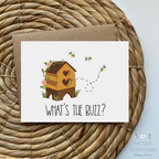 "What's the buzz" honey bee greeting card image 0