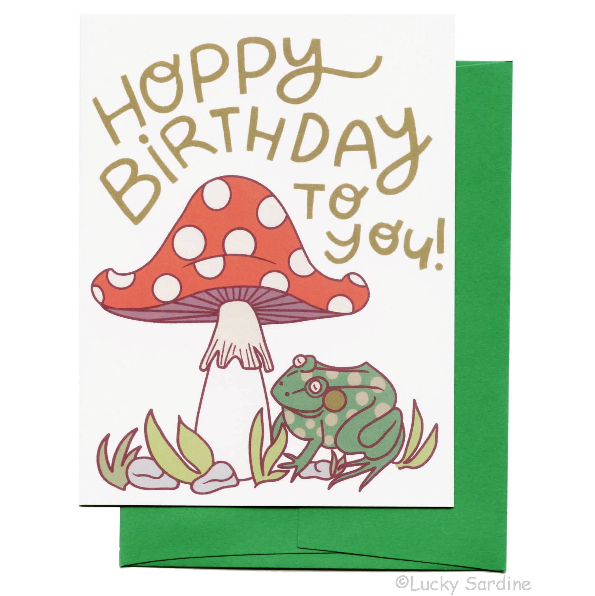 Mushroom & Toad, Hoppy Birthday, Toadstool Frog Card